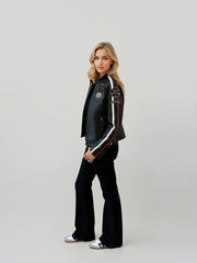 Blake Black Leather Racer Jacket